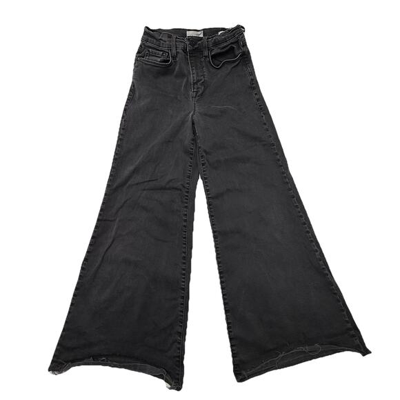 Frame Denim Le Palazzo Crop Wide Leg Flare Jeans Womens 25 Black/Gray Denim - Picture 1 of 15